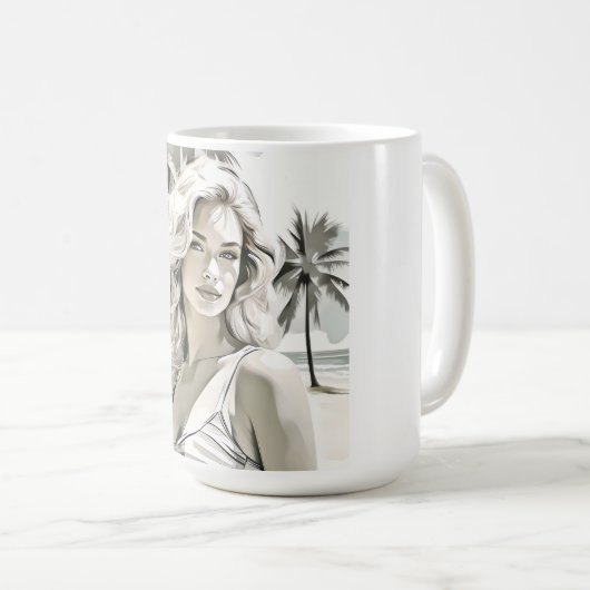 Girl Elegant in Schwarz und Weiß Kaffeetasse (VorderseiteRechts)