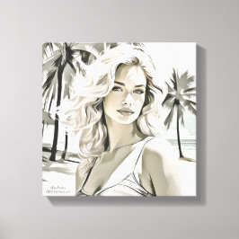 Girl Elegant in Schwarz und Weiß Leinwanddruck