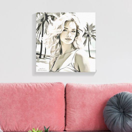 Girl Elegant in Schwarz und Weiß Leinwanddruck (Insitu (Wohnzimmer))