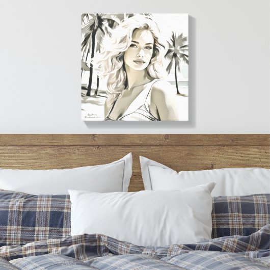 Girl Elegant in Schwarz und Weiß Leinwanddruck (Insitu (Schlafzimmer))