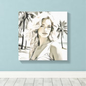 Girl Elegant in Schwarz und Weiß Leinwanddruck (Insitu (Holzboden))