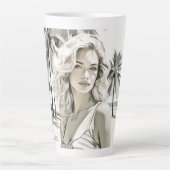 Girl Elegant in Schwarz und Weiß Milchtasse (Vorderseite)