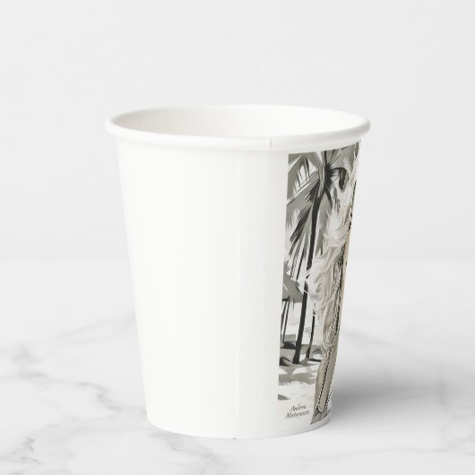 Girl Elegant in Schwarz und Weiß Pappbecher (Rechts)