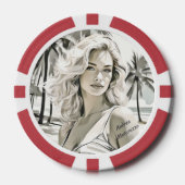 Girl Elegant in Schwarz und Weiß Pokerchips (Vorderseite)