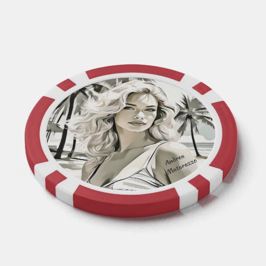 Girl Elegant in Schwarz und Weiß Pokerchips (Einzeln)