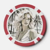 Girl Elegant in Schwarz und Weiß Pokerchips (Rückseite)