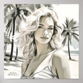 Girl Elegant in Schwarz und Weiß Poster (Vorne)