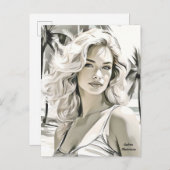 Girl Elegant in Schwarz und Weiß Postkarte (Vorne/Hinten)