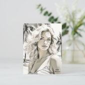 Girl Elegant in Schwarz und Weiß Postkarte (Stehend Vorderseite)