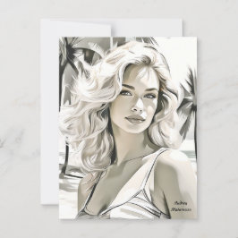 Girl Elegant in Schwarz und Weiß Postkarte