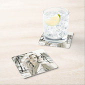 Girl Elegant in Schwarz und Weiß Rechteckiger Pappuntersetzer (Vor Ort)