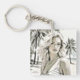 Girl Elegant in Schwarz und Weiß Schlüsselanhänger