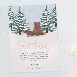 Girl Elegant Winter Baby Bear Vielen Dank Dankeskarte
