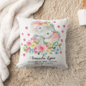 GIRL Elephant Baby Birth Stats Pillow Kissen (Decke)
