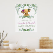 Girl Elephant Baby Dusche Begrüßungszeichen Rosa G Poster (Küche)