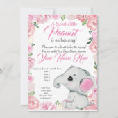 Girl Elephant Baby Dusche Einladung Rose pink (Vorderseite)