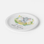 Girl Elephant Baby Dusche Gelb und Grau Pappteller (Schrägansicht)