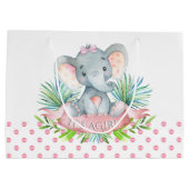 Girl Elephant Baby Dusche Große Geschenktüte (Rückseite)