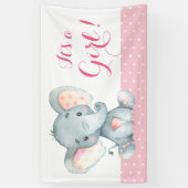 Girl Elephant Baby Dusche Pink Banner (Vertikal)