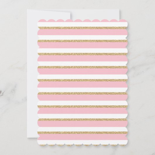 Girl Elephant Baby Dusche Pink Gold Star Einladung (Rückseite)