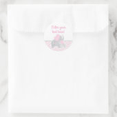 Girl Elephant Baby Dusche Pink Grau Zickzack Runder Aufkleber (Tasche)