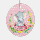 Girl Elephant Baby Dusche Pink Keramik Ornament (Links)