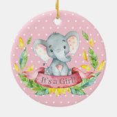 Girl Elephant Baby Dusche Pink Keramik Ornament (Hinten)