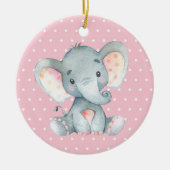 Girl Elephant Baby Dusche Pink Keramik Ornament (Vorne)