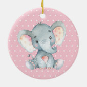 Girl Elephant Baby Dusche Pink Keramik Ornament (Hinten)