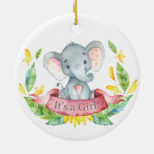 Girl Elephant Baby Dusche Pink Keramik Ornament (Hinten)