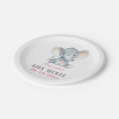 Girl Elephant Baby Dusche Pink Pappteller (Schrägansicht)