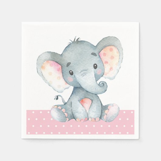 Girl Elephant Baby Dusche Pink Serviette (Vorderseite)