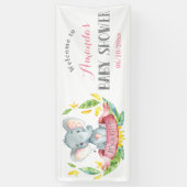 Girl Elephant Baby Dusche Rosa und Grau Banner (Vertikal)