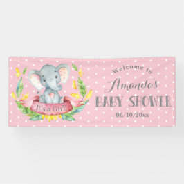Girl Elephant Baby Dusche Rosa und Grau Banner