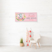 Girl Elephant Baby Dusche Rosa und Grau Banner (Insitu)