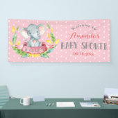 Girl Elephant Baby Dusche Rosa und Grau Banner (Messe)