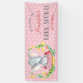 Girl Elephant Baby Dusche Rosa und Grau Banner (Vertikal)