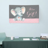 Girl Elephant Baby Dusche Rosa und Grau Banner (Messeveranstaltung)