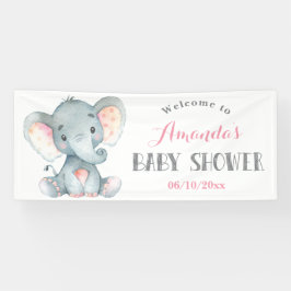 Girl Elephant Baby Dusche Rosa und Grau Banner