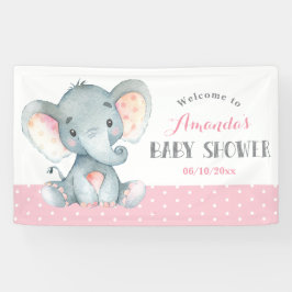 Girl Elephant Baby Dusche Rosa und Grau Banner