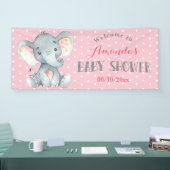 Girl Elephant Baby Dusche Rosa und Grau Banner (Messe)