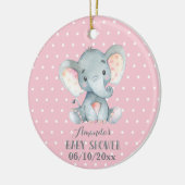 Girl Elephant Baby Dusche Rosa und Grau Keramik Ornament (Links)