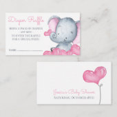 Girl Elephant Baby Duwer Diaper Raffle Begleitkarte (Vorne/Hinten)