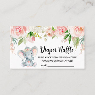 Girl Elephant Baby Duwer Diaper Raffle Visitenkarte
