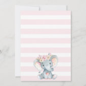 Girl Elephant Baby Shower Bloral Einladung (Rückseite)