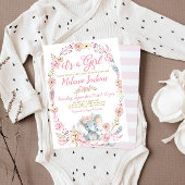 Girl Elephant Baby Shower Bloral Einladung