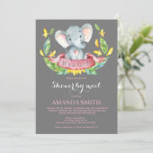 Girl Elephant Baby Shower by Mail Einladung (Stehend Vorderseite)