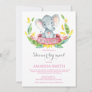 Girl Elephant Baby Shower by Mail Einladung