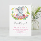 Girl Elephant Baby Shower by Mail Einladung (Stehend Vorderseite)
