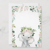 Girl Elephant Baby Shower Einladung (Rückseite)